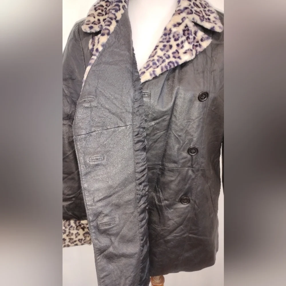 VINTAGE LEATHER LEOPARD COAT